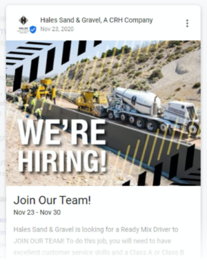 A GMB post is a great place to display a help wanted sign.